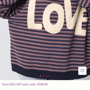 NATURAL LIFE 
Striped LOVE sweatshirt in Purple and Navy with Cream letters
